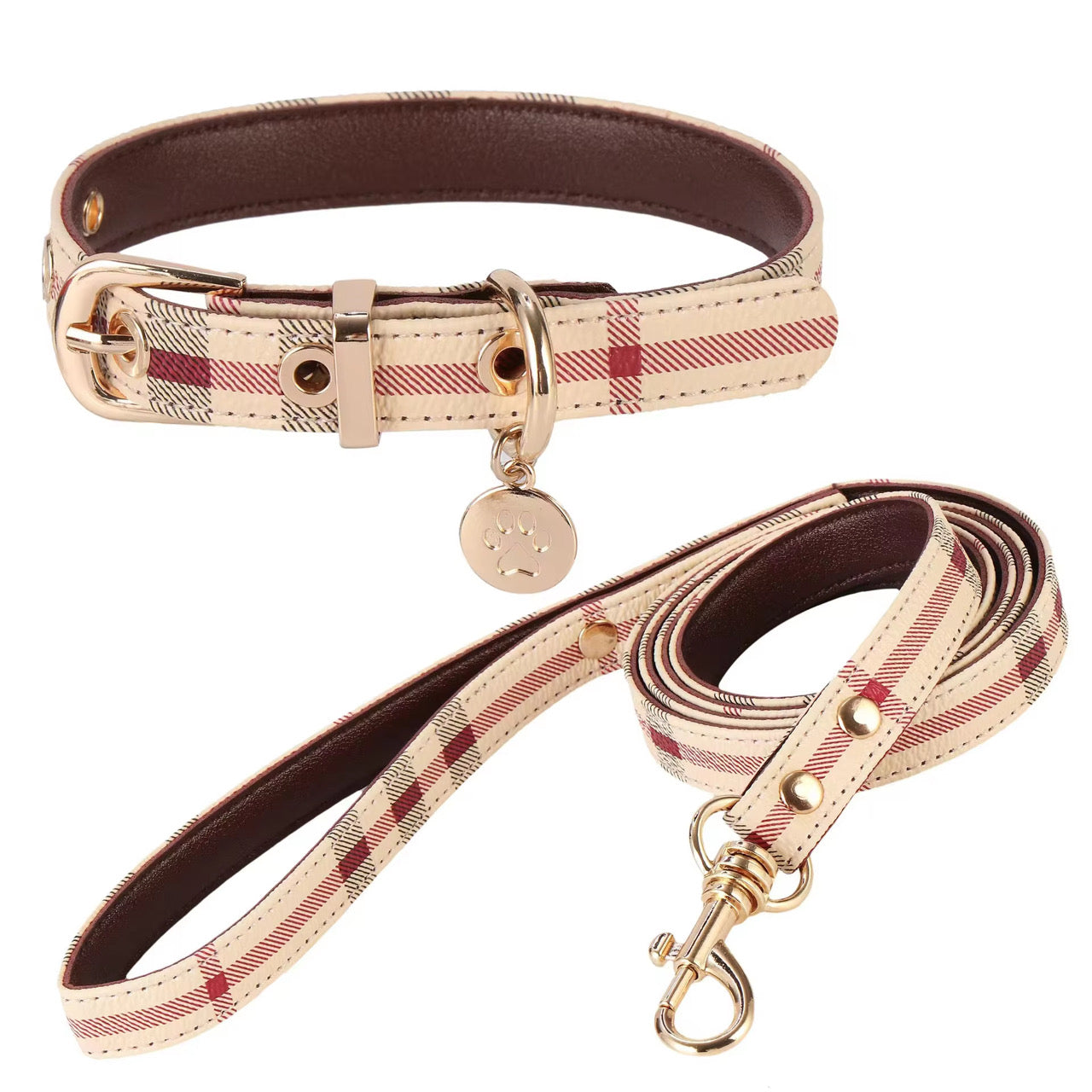 Luxury Striped Dog Collar & Lead Set | Adjustable Dog Accessories