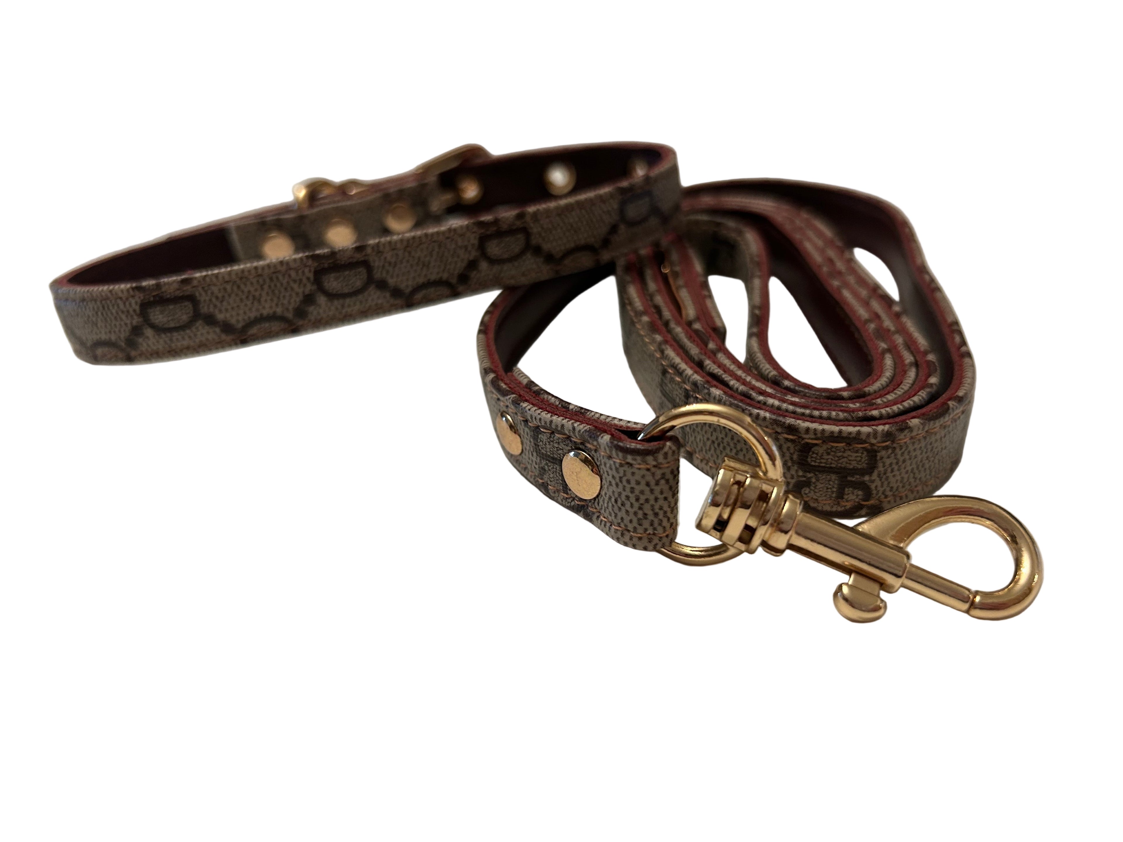 Dapper Dogs Design - Faux Leather Geometric Collar & Lead Set ( Small / Medium Dogs)