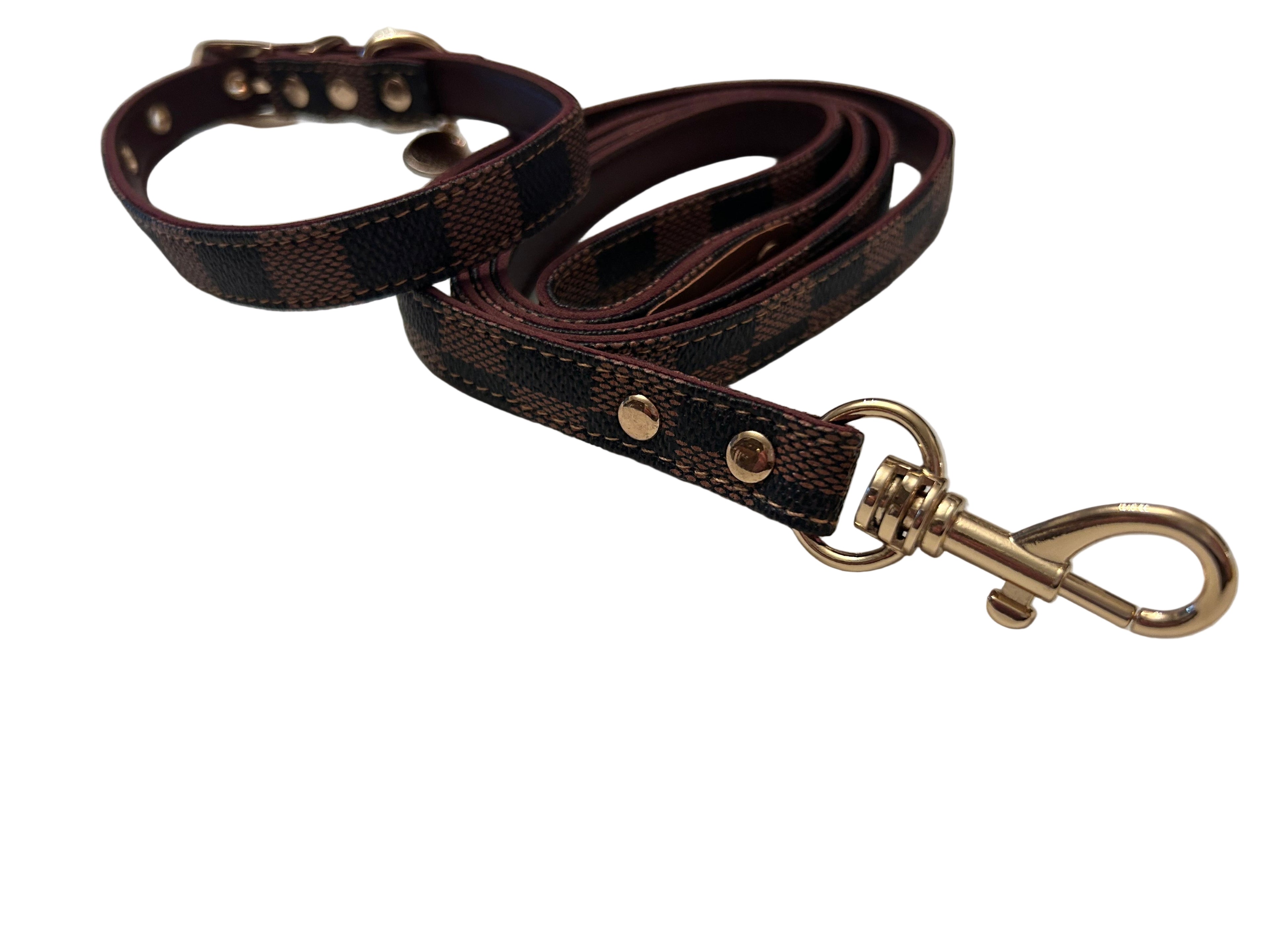 Dapper Dogs Design - Luxury Classic Collar & Lead Set- Brown & Black