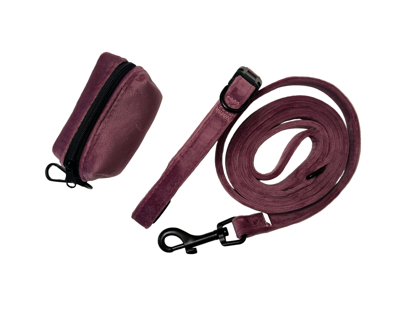 Softest VelVet Comfy Harness, Collar, Lead and Poo bag Complete Set