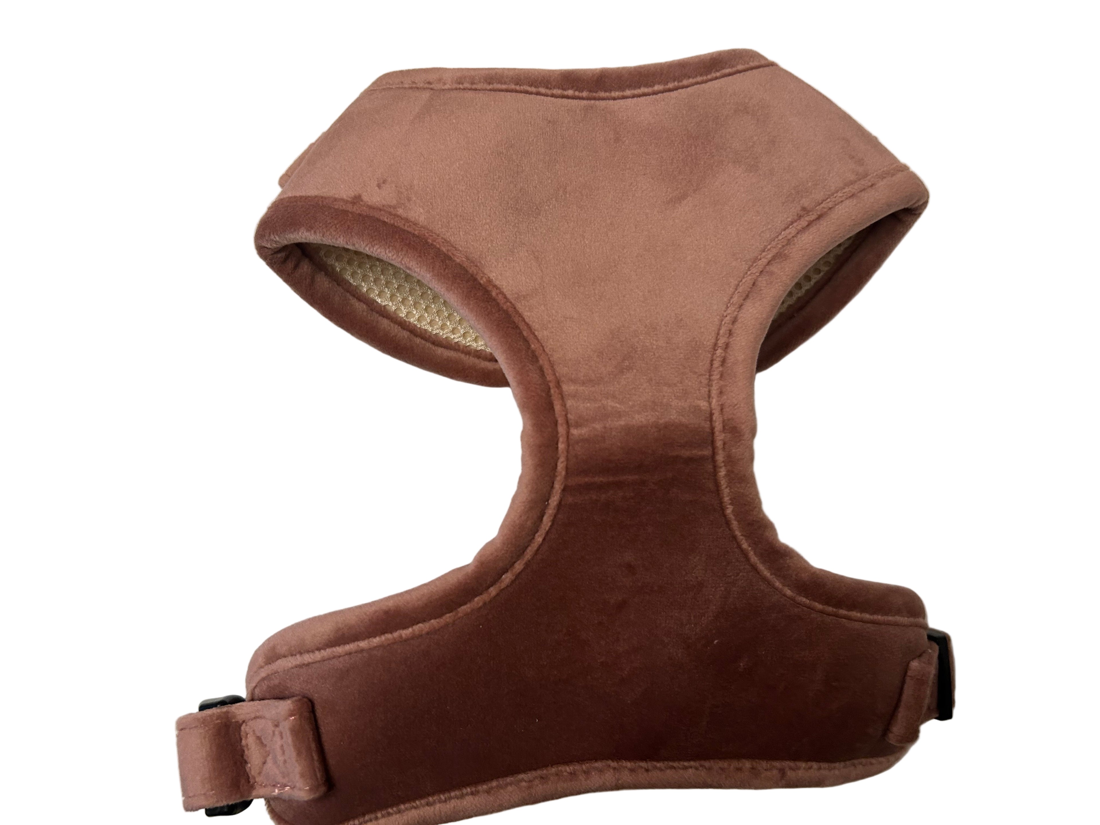 Dapper Dogs Design - Brown Softest Velvet Complete Set ( Harness, Collar, Lead & Poo Bag Holder )