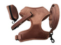 Dapper Dogs Design - Brown Softest Velvet Complete Set ( Harness, Collar, Lead & Poo Bag Holder )