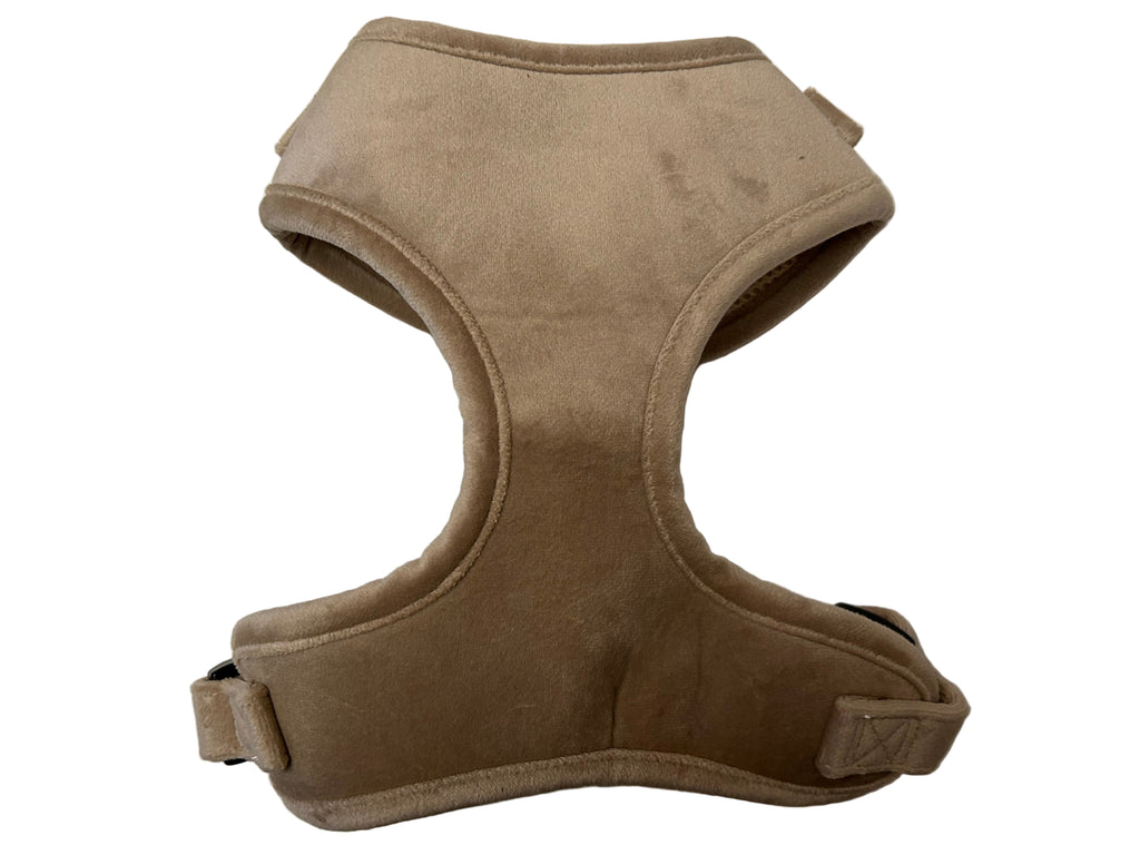 Dapper Dogs Design - Beige Softest Velvet Complete Set ( Harness, Collar, Lead & Poo Bag Holder )