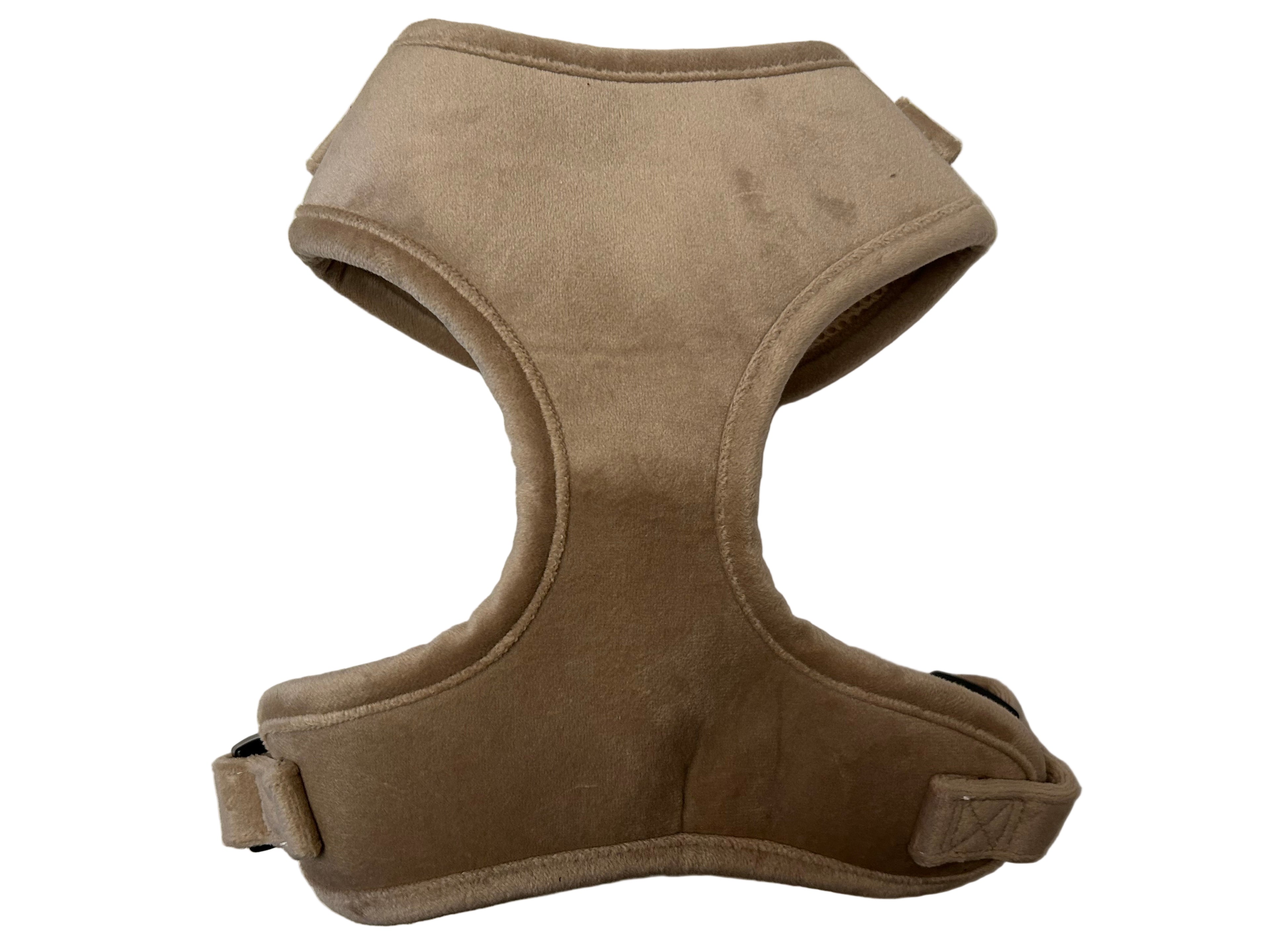 Dapper Dogs Design - Beige Softest Velvet Complete Set ( Harness, Collar, Lead & Poo Bag Holder )