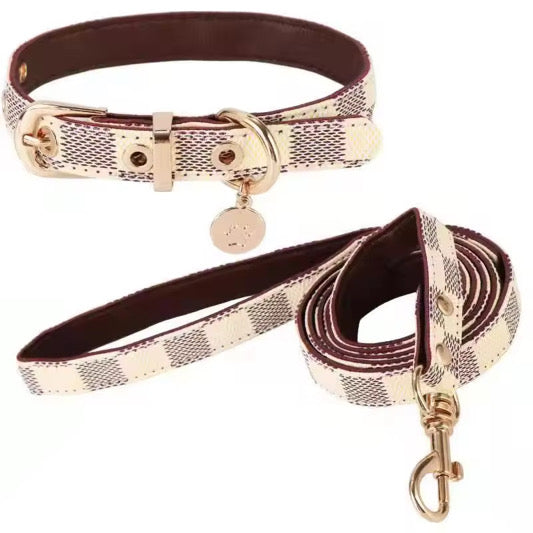 Luxury Patterned Dog Collar & Lead Set | Adjustable Pet Accessories - Dapper Dogs Design