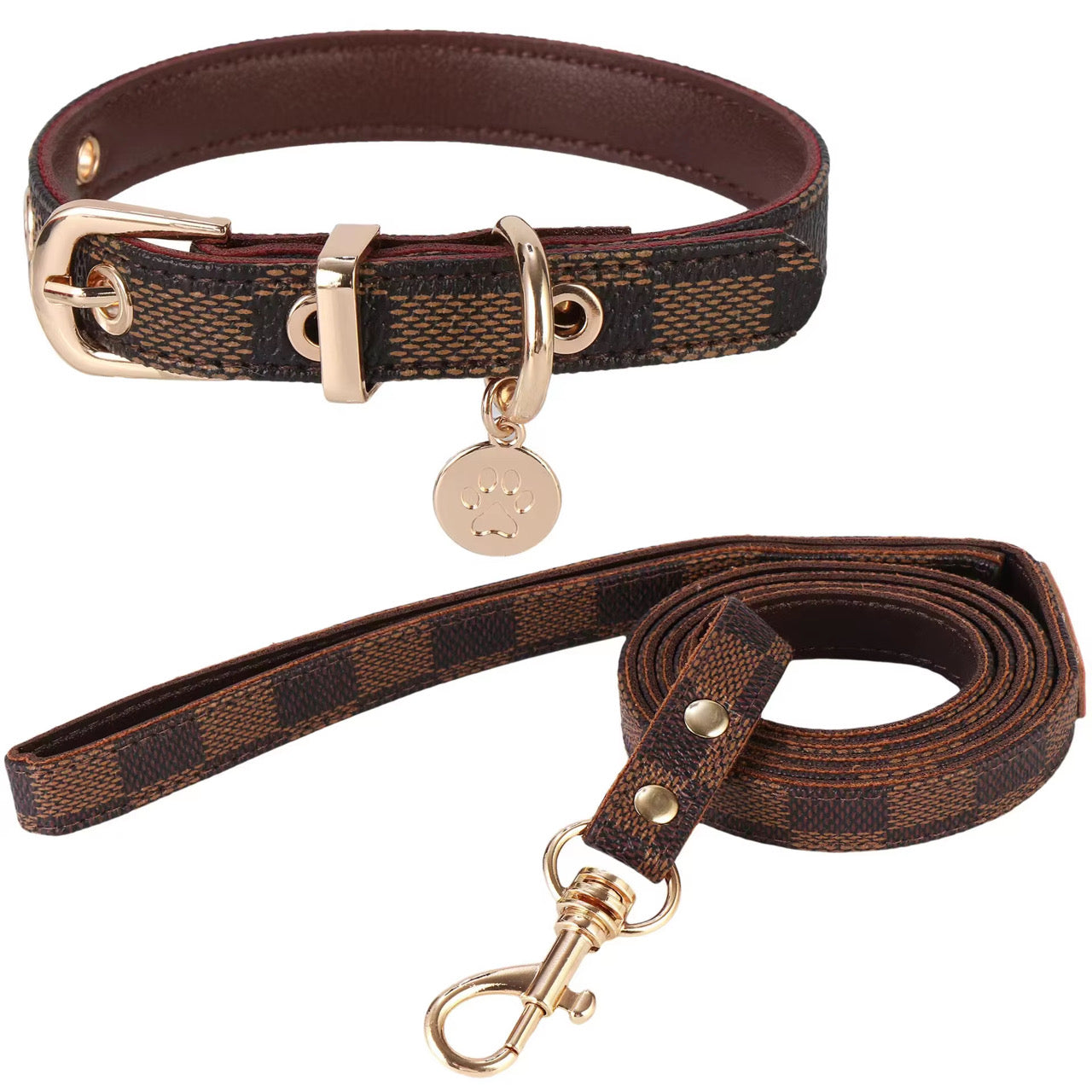 Luxury Patterned Dog Collar & Lead Set | Adjustable Pet Accessories - Dapper Dogs Design