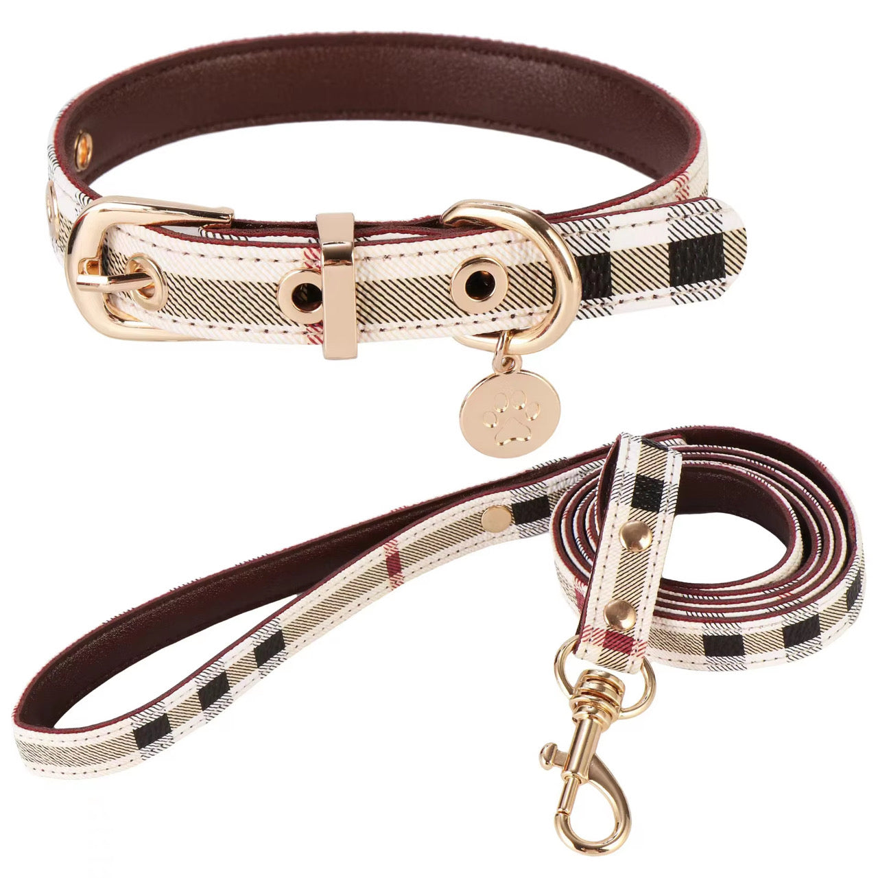 Luxury Striped Dog Collar & Lead Set | Adjustable Dog Accessories