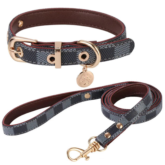 Luxury Patterned Dog Collar & Lead Set | Adjustable Pet Accessories - Dapper Dogs Design